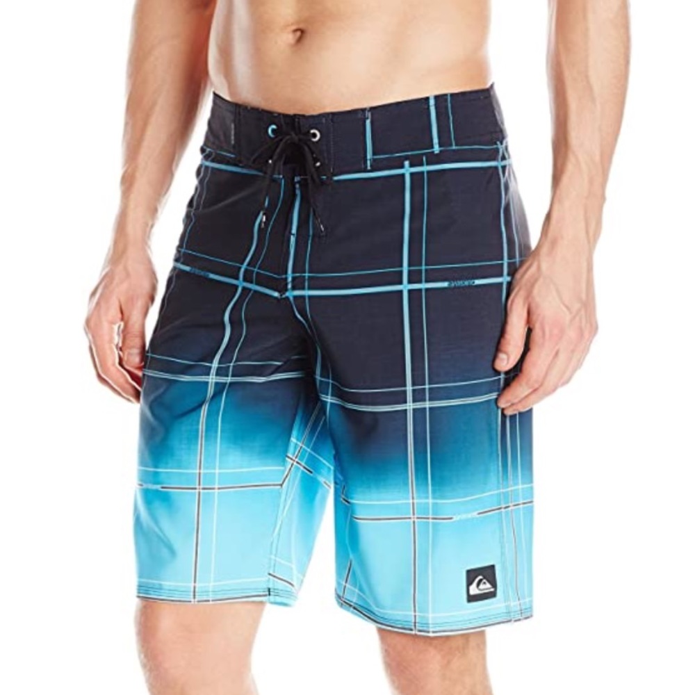 Retro Quicksilver Plaid Ombré Boardshort Sz 31